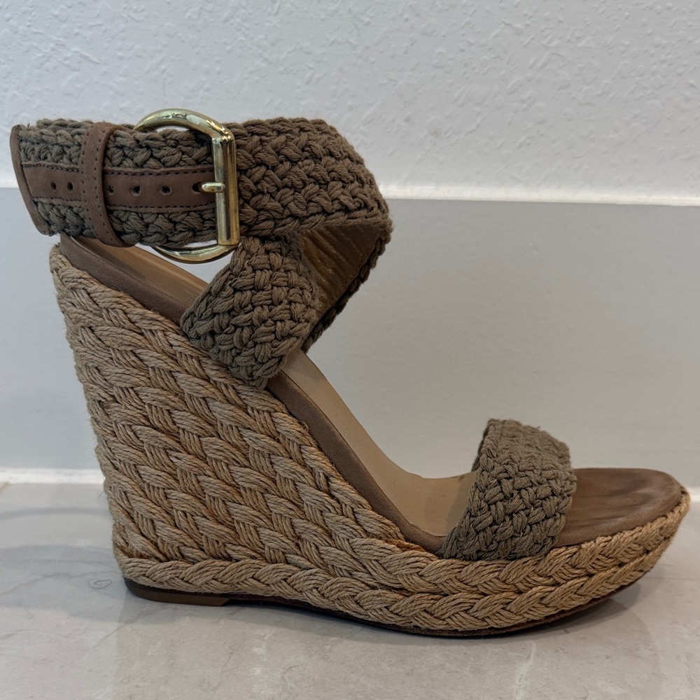 Stuart Weitan Brown Wedge Sandals